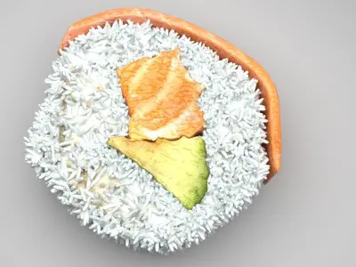 Sushi Roll With Salmon Fish 3D model