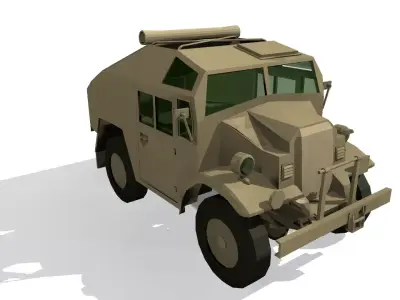 Quad Gun Tractor Low-poly 3D model