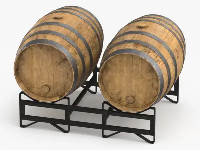 Barrel Wood Rack and Stacked(1) 3D model
