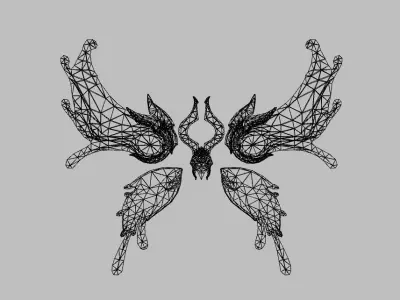 Red Gold Wing Low-poly 3D model