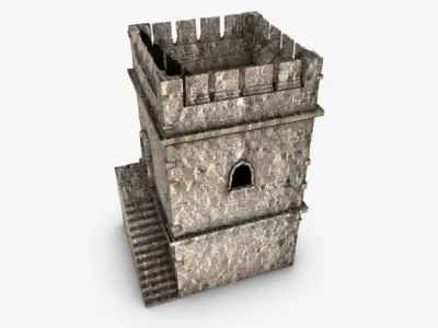 Crenelated Castle Tower 3D model