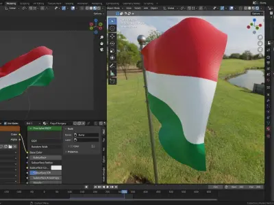 Animated Hungary Flags 3D model
