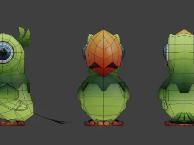 Low-Poly Cartoon Parrot Not Rigged Low-poly 3D model