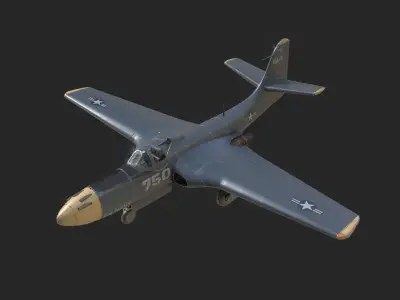 US Navy FH-1 XFD-1 FD Phantom Fighter Low-poly 3D model
