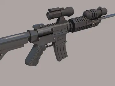Assault Rifle Low-poly 3D model 16