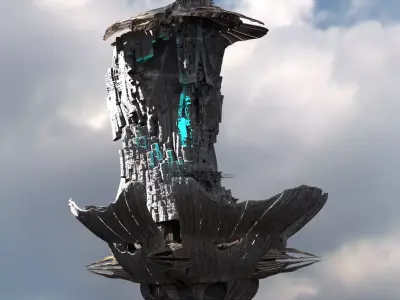Floating Sci fi Shroomcliff 2 3D model