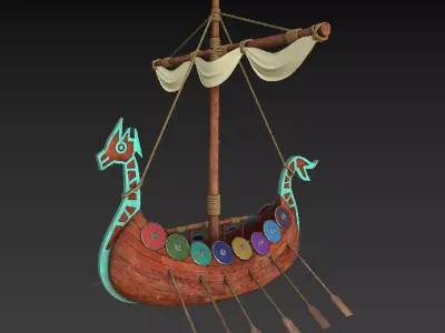 Viking ship cartoon 3D model