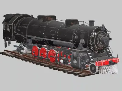 Steam Locomotive Old Train Low Poly 3D Model Low-poly 3D model