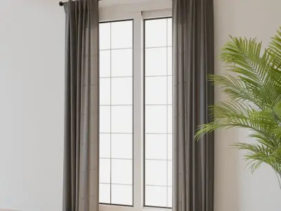  Back Tab Open Curtains Model, Grey 
