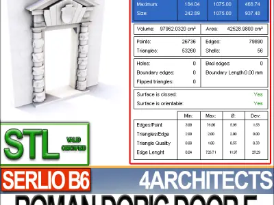 Renaissance Doric Door E Revit stl 3D print model
