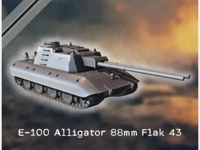 Flakzwilling 88mm Flak 43 L71 auf E-100 Alligator Entwicklung tw 3D print model