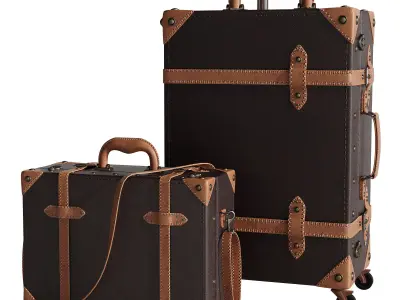 Baggage set 2 two suitcases with handles and wheels 3D model