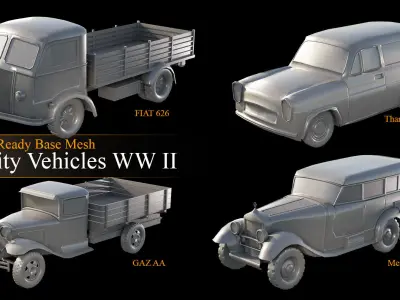 Utility Vehicles WW II Low poly Base Mesh Low-poly 3D model