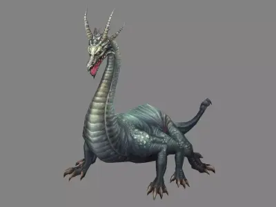 A six legged dragon monster - mosasaur Low-poly 3D model