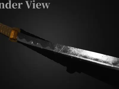 VRChat Katana Stylized Sword Poiyomi Shader Free low-poly 3D model