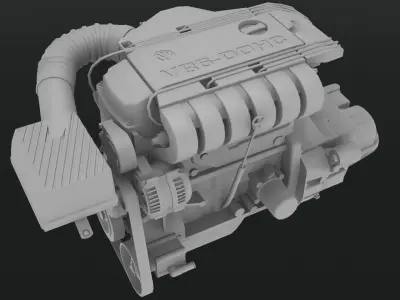  Volkswagen Corrado VR6 12v engine Low-poly 3D model