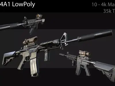 M4A1 with Attachments Low-poly 3D model