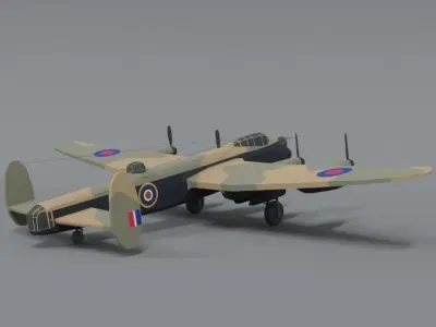 Low Poly Cartoon Avro Lancaster WWII Airplane Low-poly 3D model