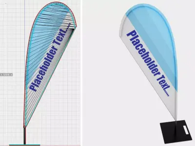 Beachflag 1 Low-Poly Low-poly 3D model