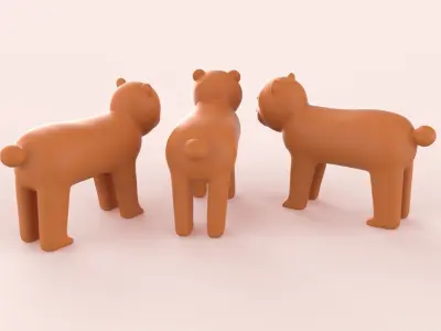 Cartoon Bear Animal Style Cute Low-poly 3D model