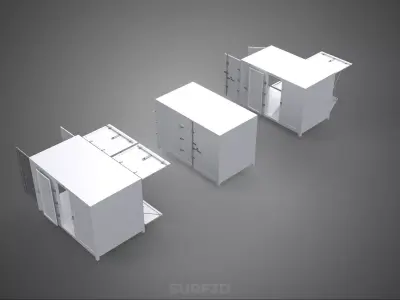 3 CONFIGURATION CLOSED OPEN BOX TRUCK DELIVERY CARGO PICKUP CAR 3D model