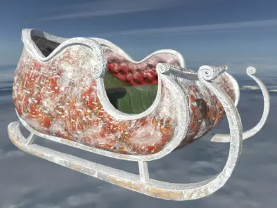 3D Stylized Snowy Santa Sleigh Vehicle Low Poly Car Aircraft Low-poly 3D model