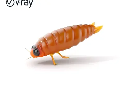 Insect Larva D Model Pack for Visualization and Games Low-poly 3D model