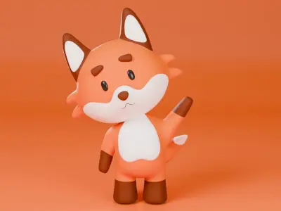 Cute Fox Character 3D Model  Low-poly 3D model