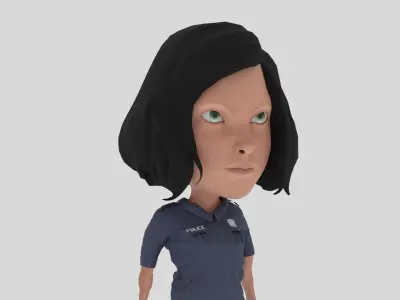 Cartoon Police Woman Low-poly 3D model