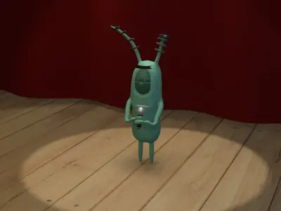 Singing Plankton Scene Low-poly 3D model