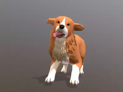 Retriever  Cheering DOg Standing Orange Dog Cycle 3D model
