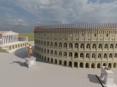 Colosseum and Temple of Venus and Roma 3D model