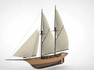 Historical sailing pinishi 3D model