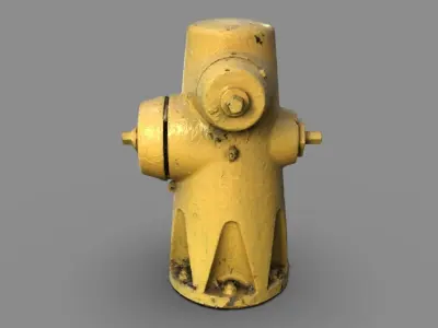 Yellow Fire Hydrant 2 3D model