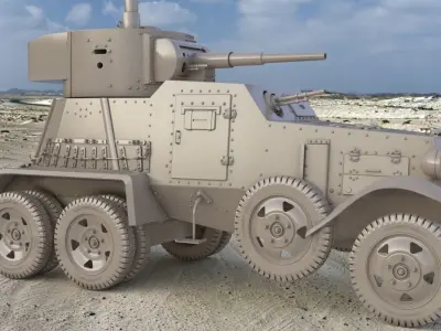 BA 6 Armored Car Clay Vray 3D model