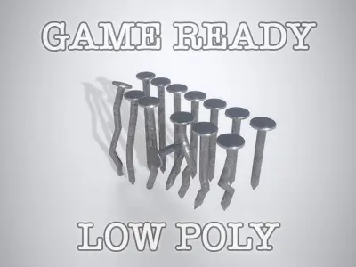 Nails low-poly game ready PBR set of Low-poly 3D model