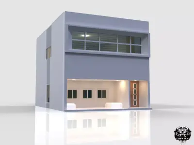 Modern House Building Low-poly 3D model