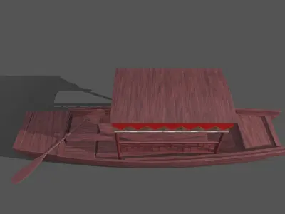 wooden boat Low-poly 3D model