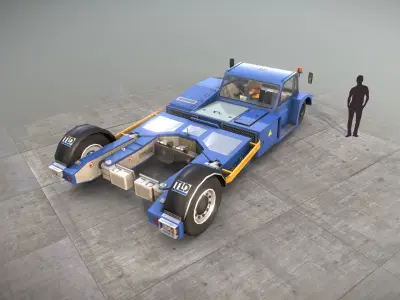 Towbarless Aircraft Tractors LTD TPX-200-S blue Low-poly 3D model