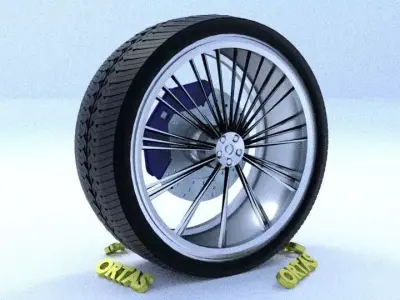 ORTAS CAR RIM 3 GAME READY RIM TIRE AND DISC 3D model