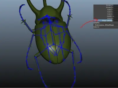 Chalcosoma Atlas Beetle with wings rigged not-textured 3D model