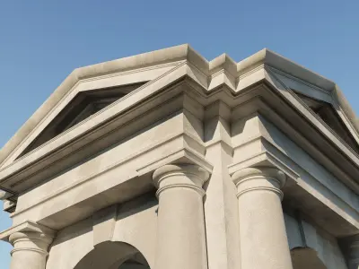 Arched portico in Tuscan order with 3 4 columns  3D model