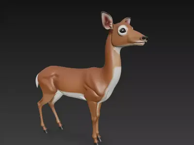 Deer Realistic 3D Model Basic - Low Poly Realistic Low-poly 3D model