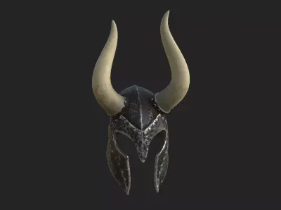 Rusty Helmet with Horns 3D model