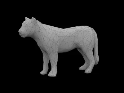Low Poly Lion polygonal tiger Low-poly 3D model