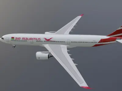 Air Mauritius airbus a330-900neo with cockpit Low-poly 3D model