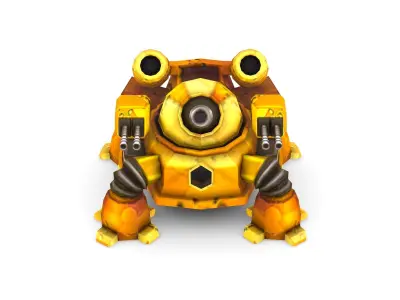 lowpoly 3d model cartoon robot tank Low-poly 3D model
