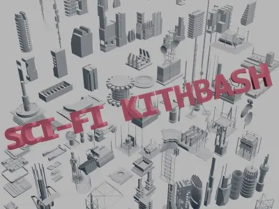 100 SCI-FI KITBASH SET Low-poly 3D model
