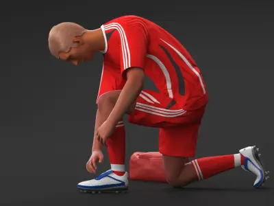 Soccer Player with Shoe Bag Fur 3D model