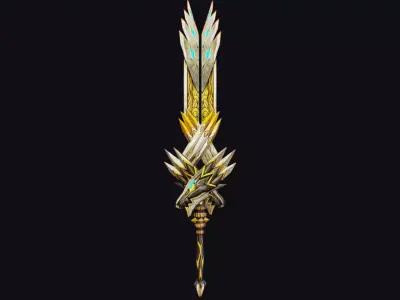 Sword Magical Cutting Fantasy Melee Dagger Iron Blade Saber Low-poly 3D model